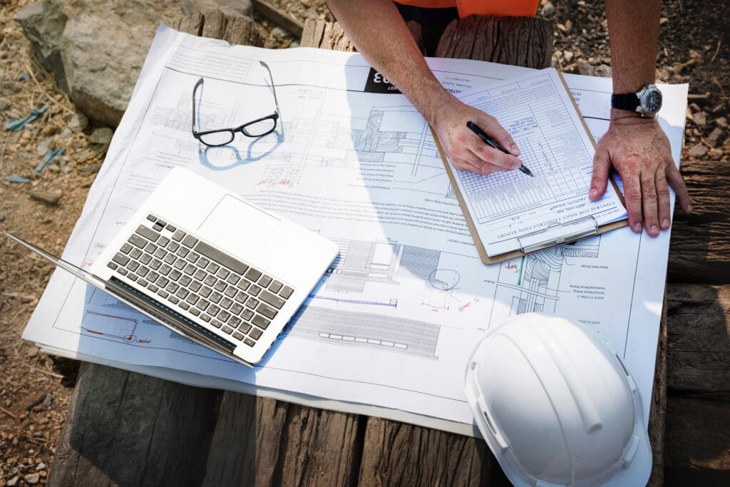 Site engineer on a construction site